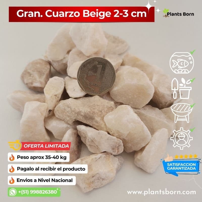 Detalle Sofisticado Descubre la Belleza Natural del Cuarzo Beige de 2 a 3 cm en Perú